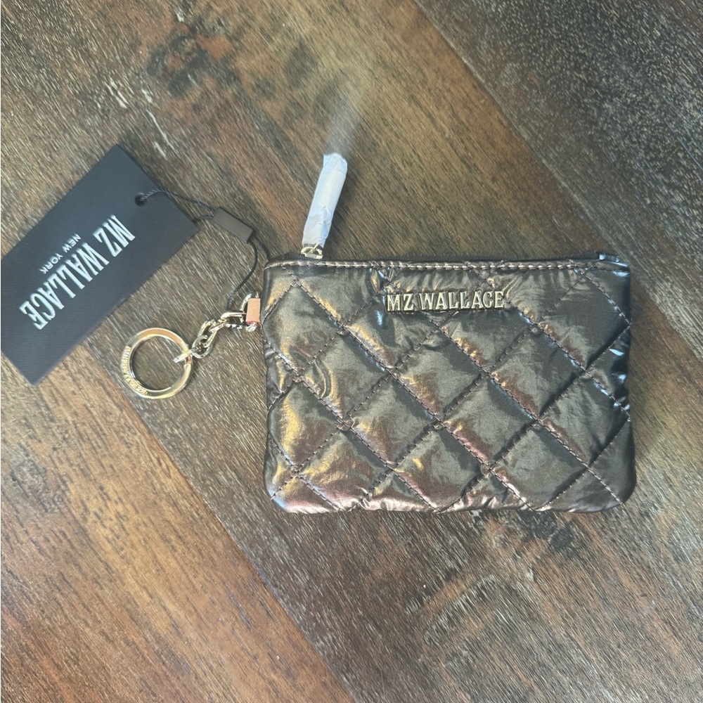 MZ Wallace flat key pouch in moondust metallic